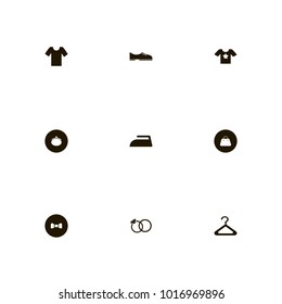 icon set Clothes with bow, iron, shirt and shoes