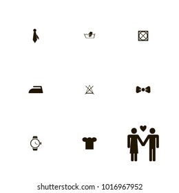 icon set Clothes with bow, man bow, woman and do not bleach