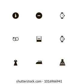 icon set Clothes with businessman, hat, woman and watch