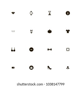 icon set Clothes with clock, time, watch and bag
