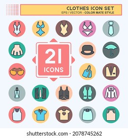 Icon Set Clothes - Color Mate Style,Simple illustration,Editable stroke,Design template vector, Good for prints, posters, advertisements, announcements, info graphics, etc.