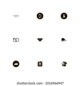 icon set Clothes with diamond, santa claus, clock and hands