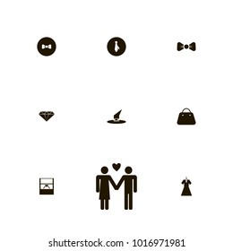 icon set Clothes with dress, businessman, halloween and bag