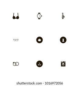 icon set Clothes with female, clock, washing 30 temperature and man