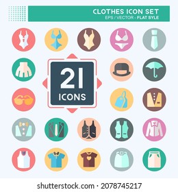 Icon Set Clothes - Flat Style,Simple illustration,Editable stroke,Design template vector, Good for prints, posters, advertisements, announcements, info graphics, etc.