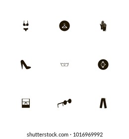 icon set Clothes with hands, washing 60 temperature, underwear and sunglasses