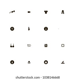 icon set Clothes with hourglass, female, porte-monnaie and rings