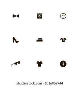 icon set Clothes with iron, watch, washer and machine
