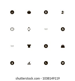 icon set Clothes with mittens, businessman, short  and lady bag