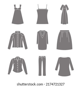 icon set of clothes on white background.