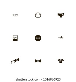 icon set Clothes with panties, watch, man bow and star