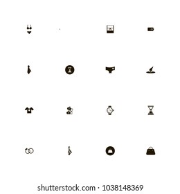 icon set Clothes with rings, lady bag, panties and woman