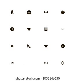 icon set Clothes with shoes, bag, pants and female