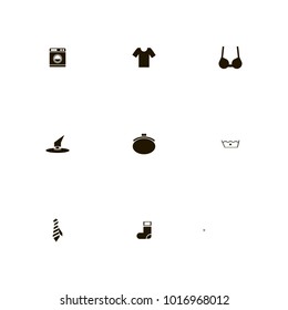 icon set Clothes with sock, purse, hat and shirt