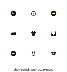 icon set Clothes with star, shoes, clock and iron