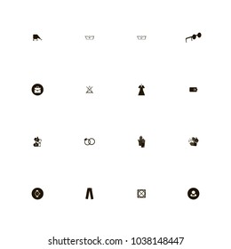 icon set Clothes with sunglasses, hanger, clock and do not bleach