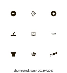 icon set Clothes with sunglasses, witch, cook and hands