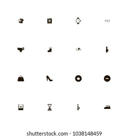 icon set Clothes with tie, handbag, diamond and hourglass