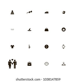 icon set Clothes with tie, iron, hat and wash hands