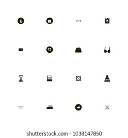 icon set Clothes with time, porte-monnaie, 30 temperature and iron