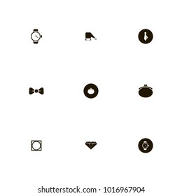 icon set Clothes with tumble dry, businessman, bow and clock