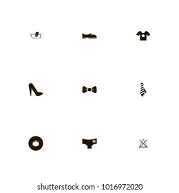 icon set Clothes with underwear, bow, do not bleach and hand wash