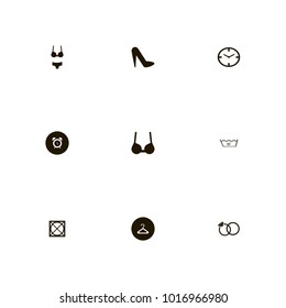 icon set Clothes with underwear, female, washing 30 temperature and lady