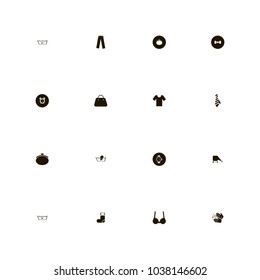 icon set Clothes with underwear, lady bag, bag and purse