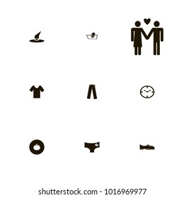 icon set Clothes with underwear, shirt, man and hat