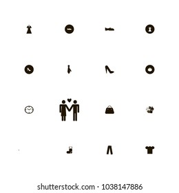 icon set Clothes with watch, man, bag and hands
