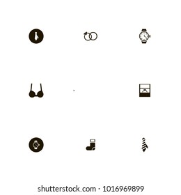 icon set Clothes with watch, rings, brassiere and man