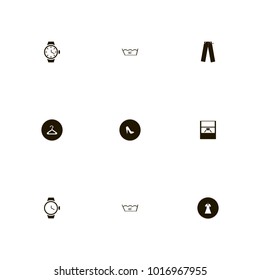 icon set Clothes with watch, time, washing 90 temperature and trousers