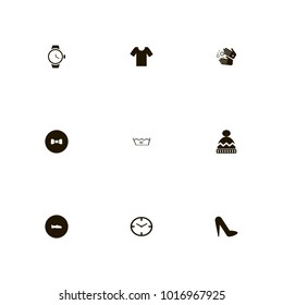 icon set Clothes with winter, wash hands, hands and watch