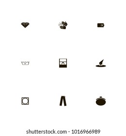 icon set Clothes with witch, washing, rings and ring