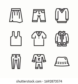 Icon Set clothing for different seasons. Line with Editable stroke