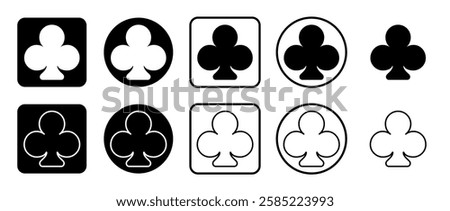 Icon set of club. Filled, outline, black and white icons set, flat style.  Vector illustration on white background