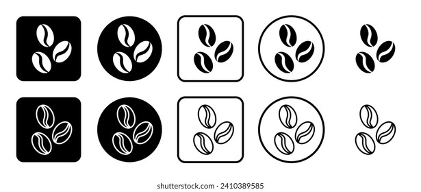 Symbol für Kaffeebohnen-Symbol. Gefüllt, Umriss, Schwarz-Weiß-Symbole, flacher Stil.  Vektorgrafik auf weißem Hintergrund