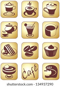 Icon set for coffee break and beverage service