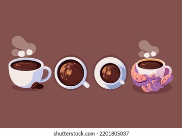 icon set, coffee cup hot beverage