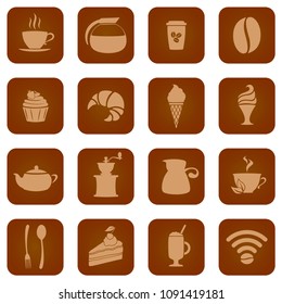 Icon set of coffee house. Coffee theme icons