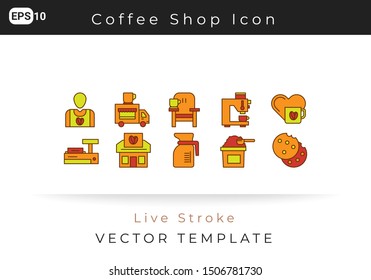 Icon Set Coffee Shop for Website, Infographic Element. Vector illustration design template