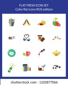Icon set of coffee, tea and alcohol drinks. Beverage menu, bar, restaurant. Drinks concept. For topics like leisure, party, break