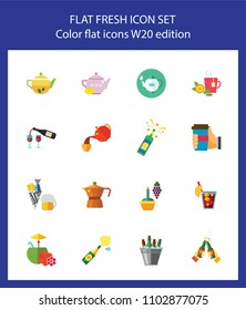 Icon set of coffee, tea and alcohol drinks. Beverage menu, bar, restaurant. Drinks concept. For topics like leisure, party, break