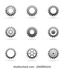 Icon set of cogs and wheels mechanisms. Vector illustration