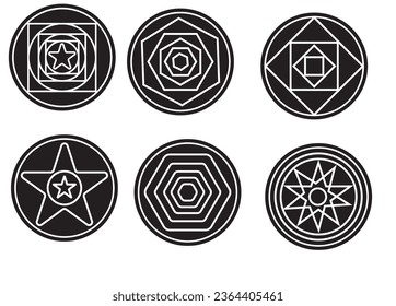 icon set , collection of abstract icons , black and white 