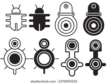 icon set , collection of abstract icons , black and white 