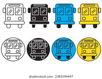 icon set, collection of bus transportation icons