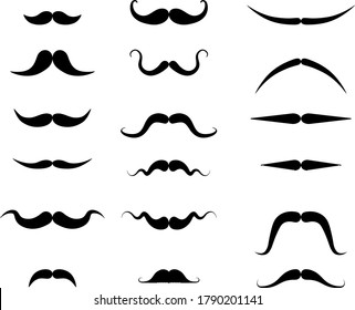 
Icon set collection of different shapes of mustache.