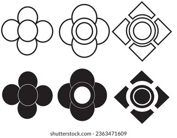 conjunto de iconos, colección de iconos de flores, blanco y negro