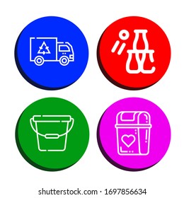 conjunto de iconos. Colección de iconos de basura, botellas, cubos, papelera